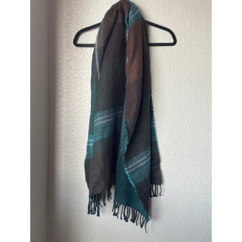 Plaid Winter Cozy Scarf with Fringe